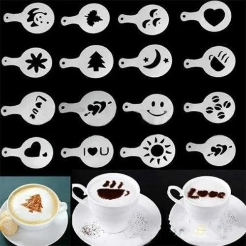 16 pochoirs pour décoration de cappuccino café b13