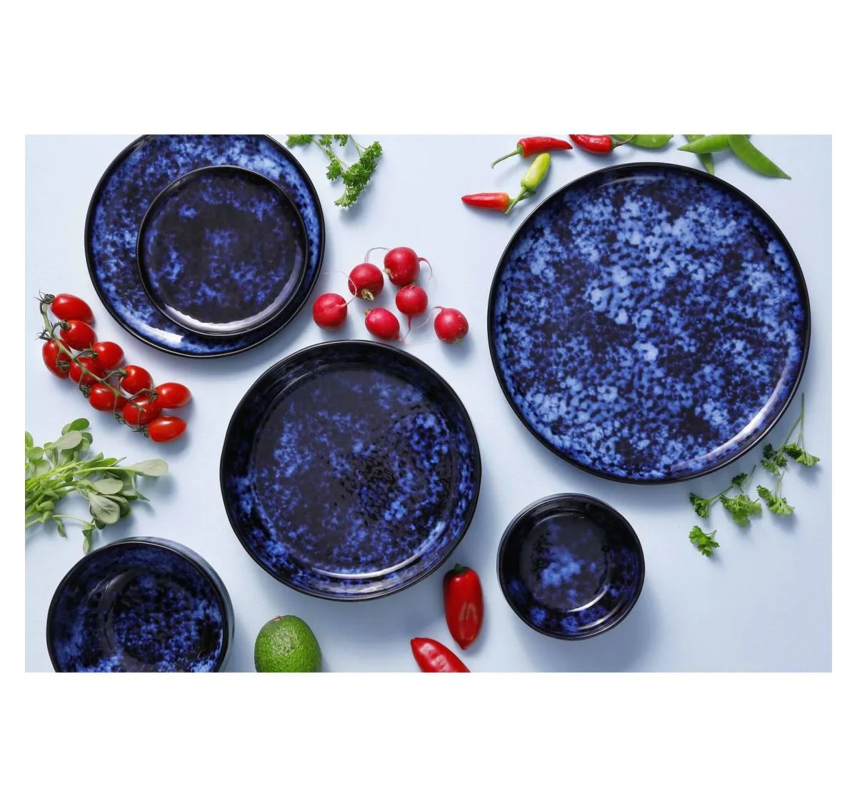 Assiette plate BAMA Ø210mm Porcelaine Bleu Noir