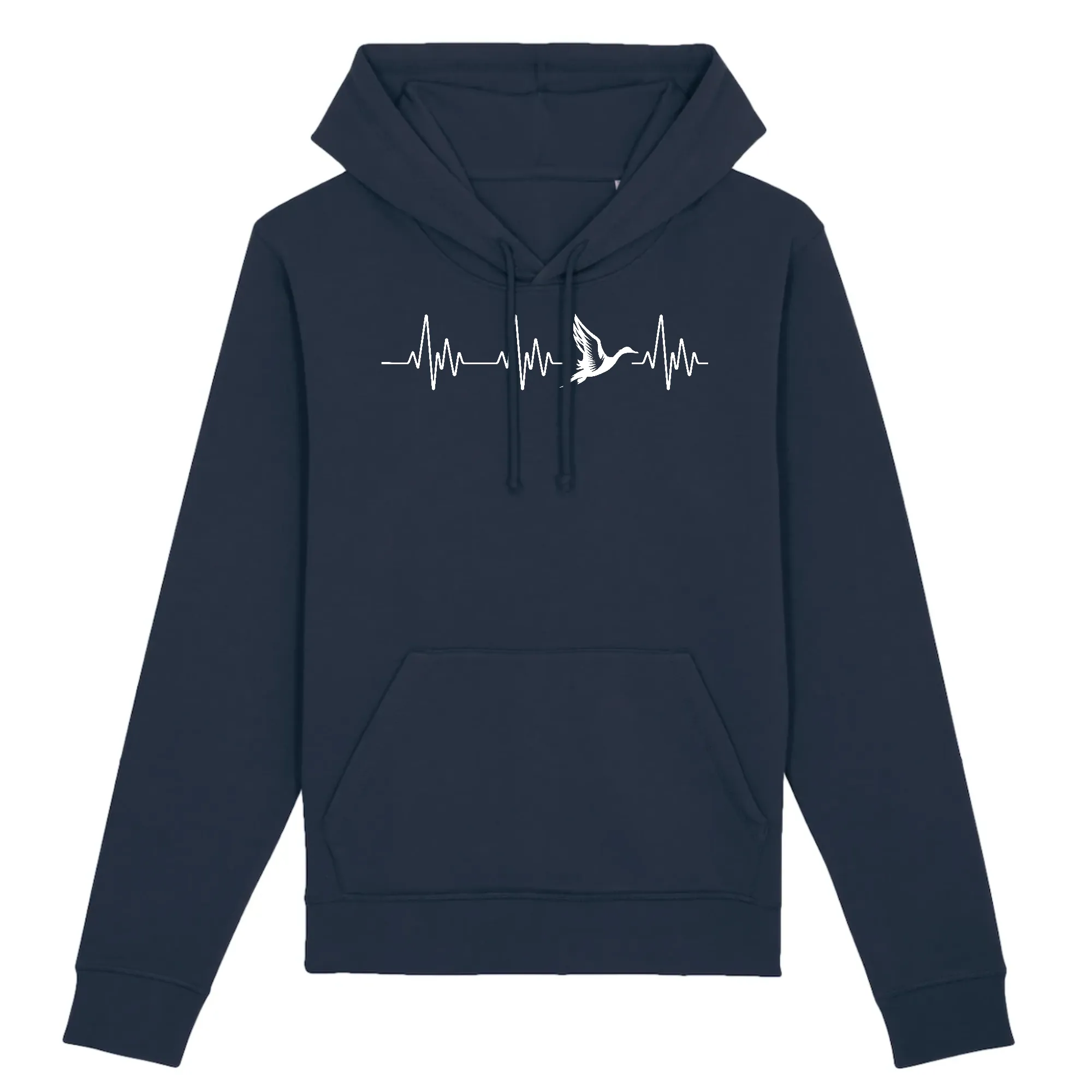 Battement de coeur canard / oie sauvage - chasse - Sweatshirt à capuche - Coton bio - imprimé FR