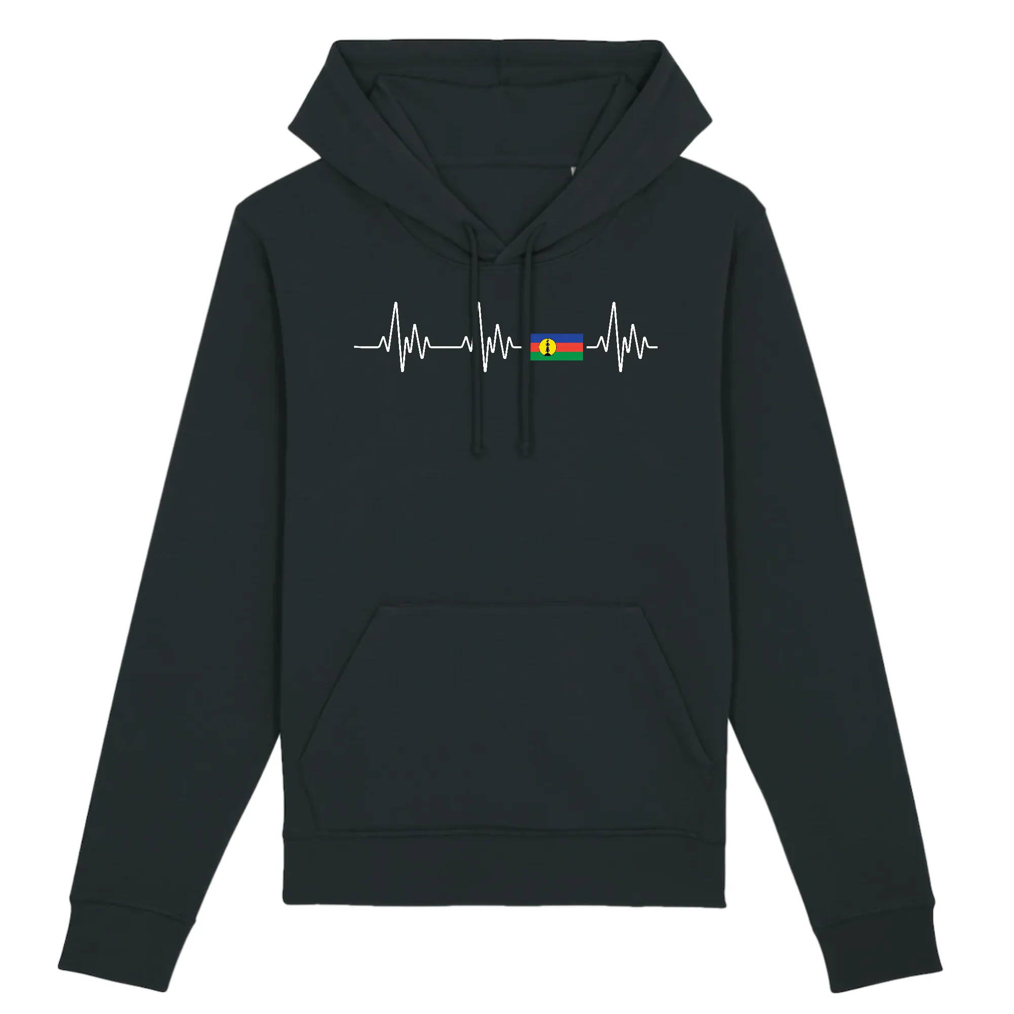 Battement de coeur Nouvelle-Calédonie (drapeau) - Sweatshirt à capuche - Coton bio - imprimé FR