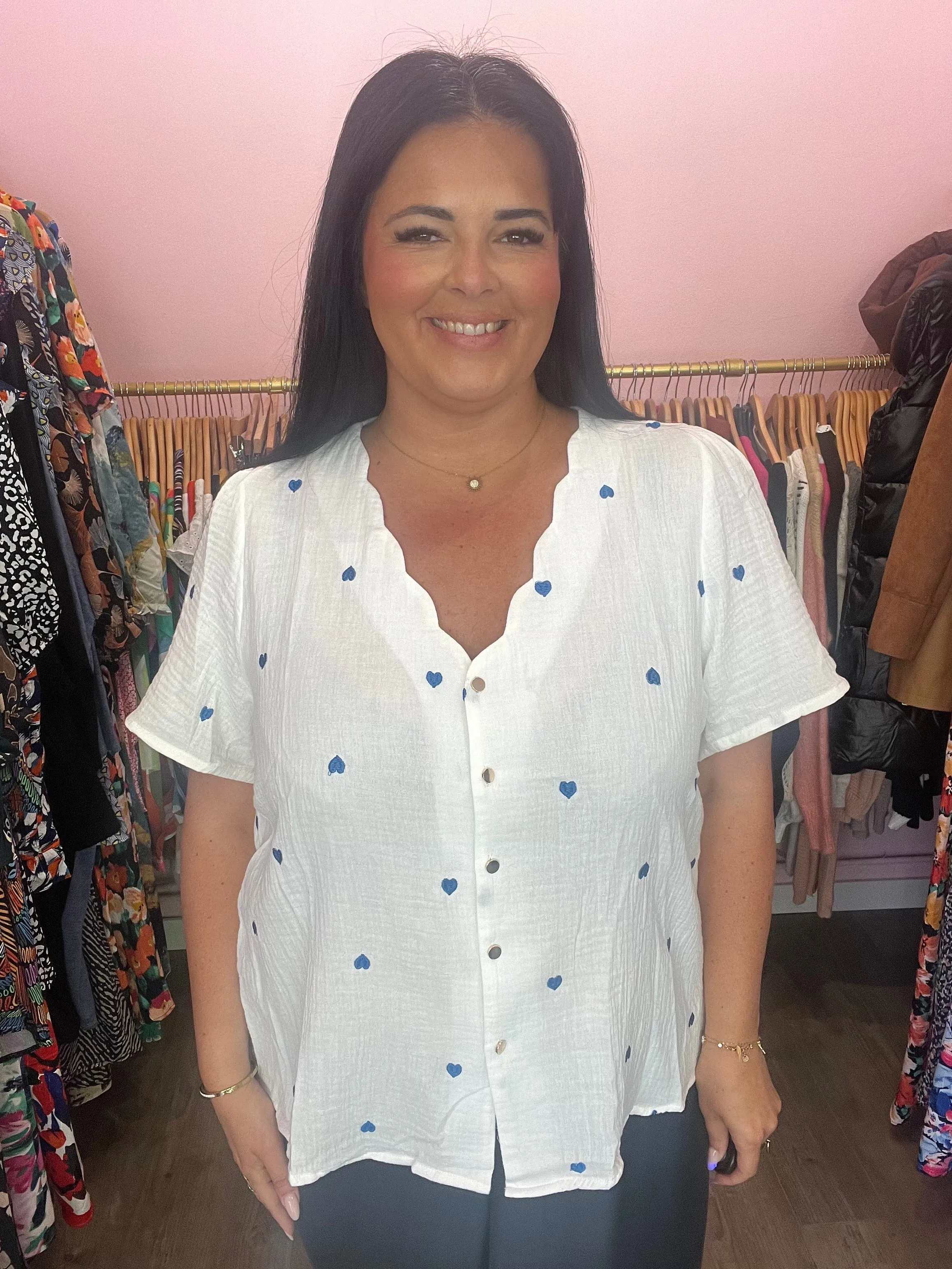 Blouse coeurs bleus