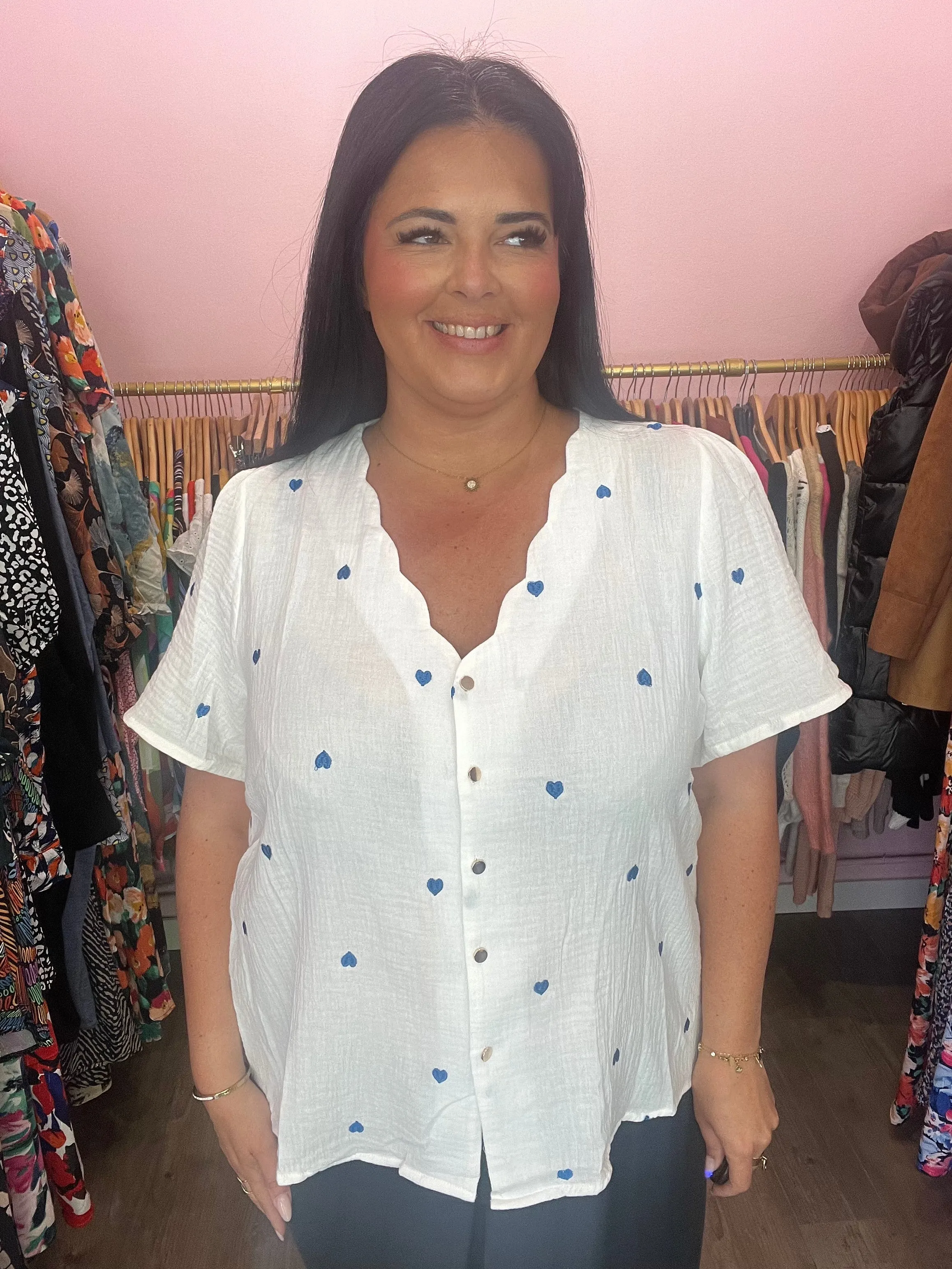 Blouse coeurs bleus