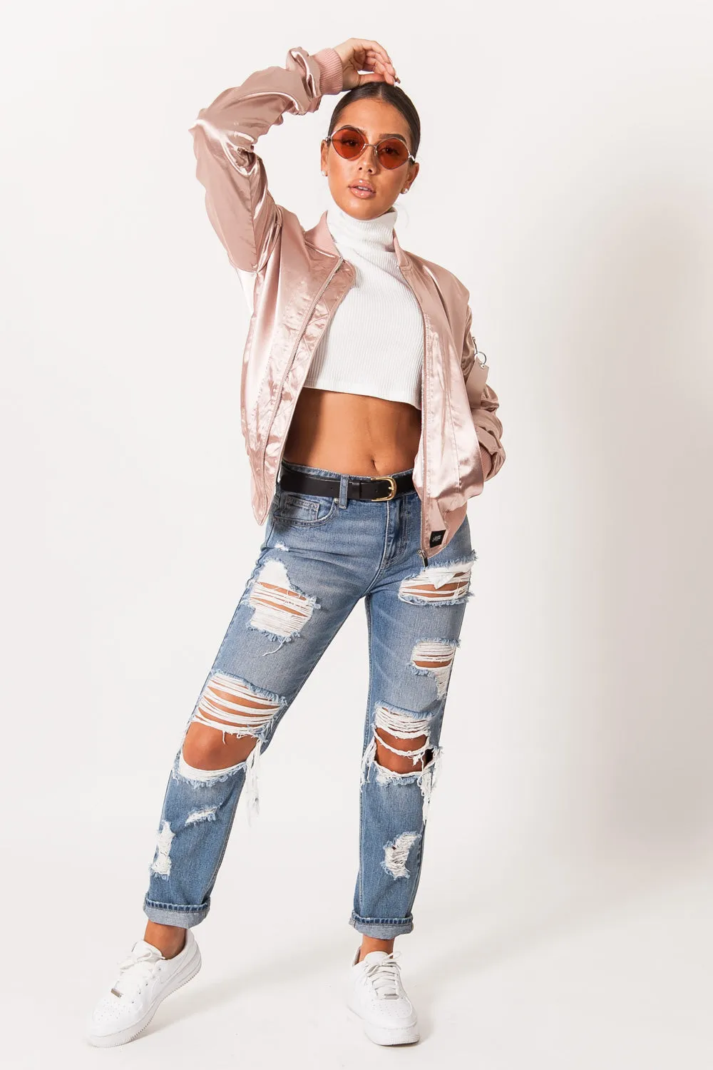 Bomber brillant Femme rose