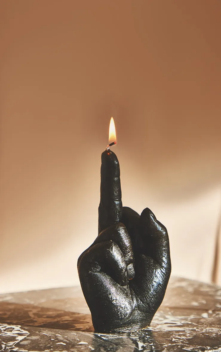 Bougie noire doigt d'honneur