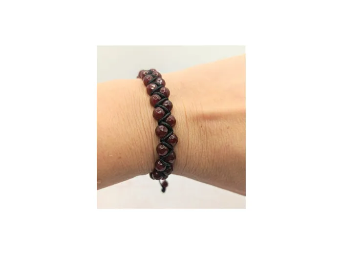 Bracelet double rang en perles de Jade rouge rubis