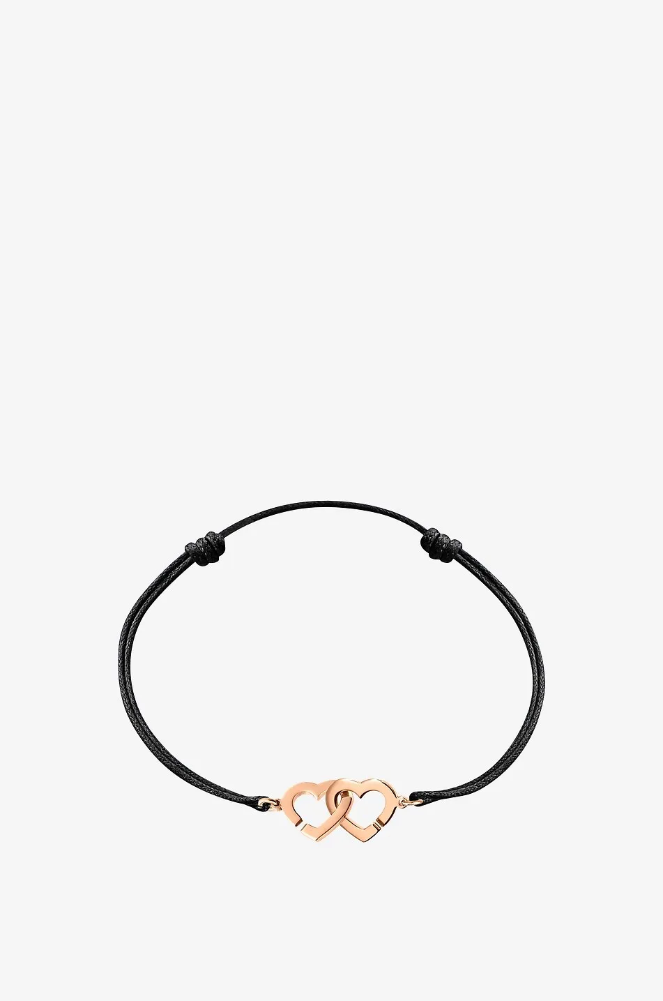 Bracelet sur cordon détail or rose Double Coeurs R13