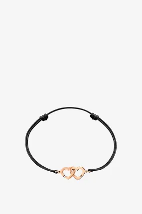 Bracelet sur cordon détail or rose Double Coeurs R13