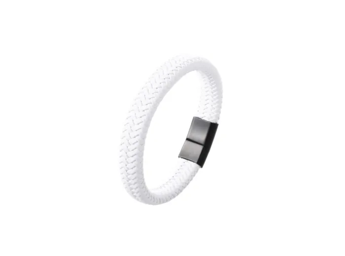 Bracelet tressé blanc en cuir véritable pour hommes