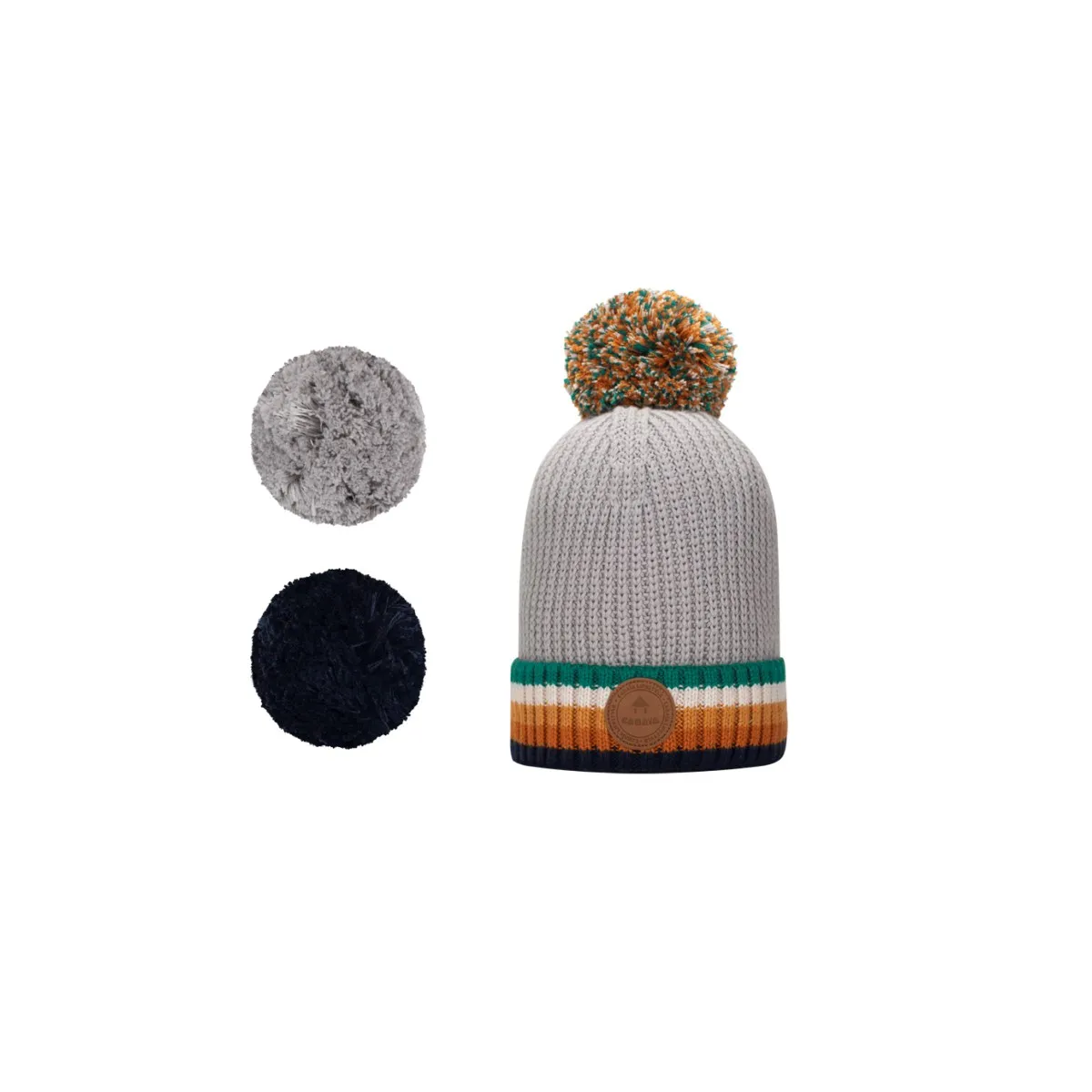 Cabaia - Bonnet Nirvana gris clair rayures multicolores