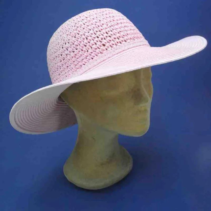 Capeline anti-UV à grands bords couleur rose | Chapeau d'été femme