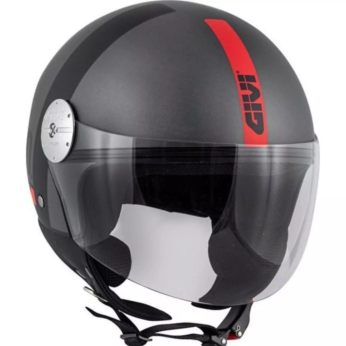 Casque Givi 10.7 Concept Gris Mat Foncé Gris Rouge - Casque Demi-Jet