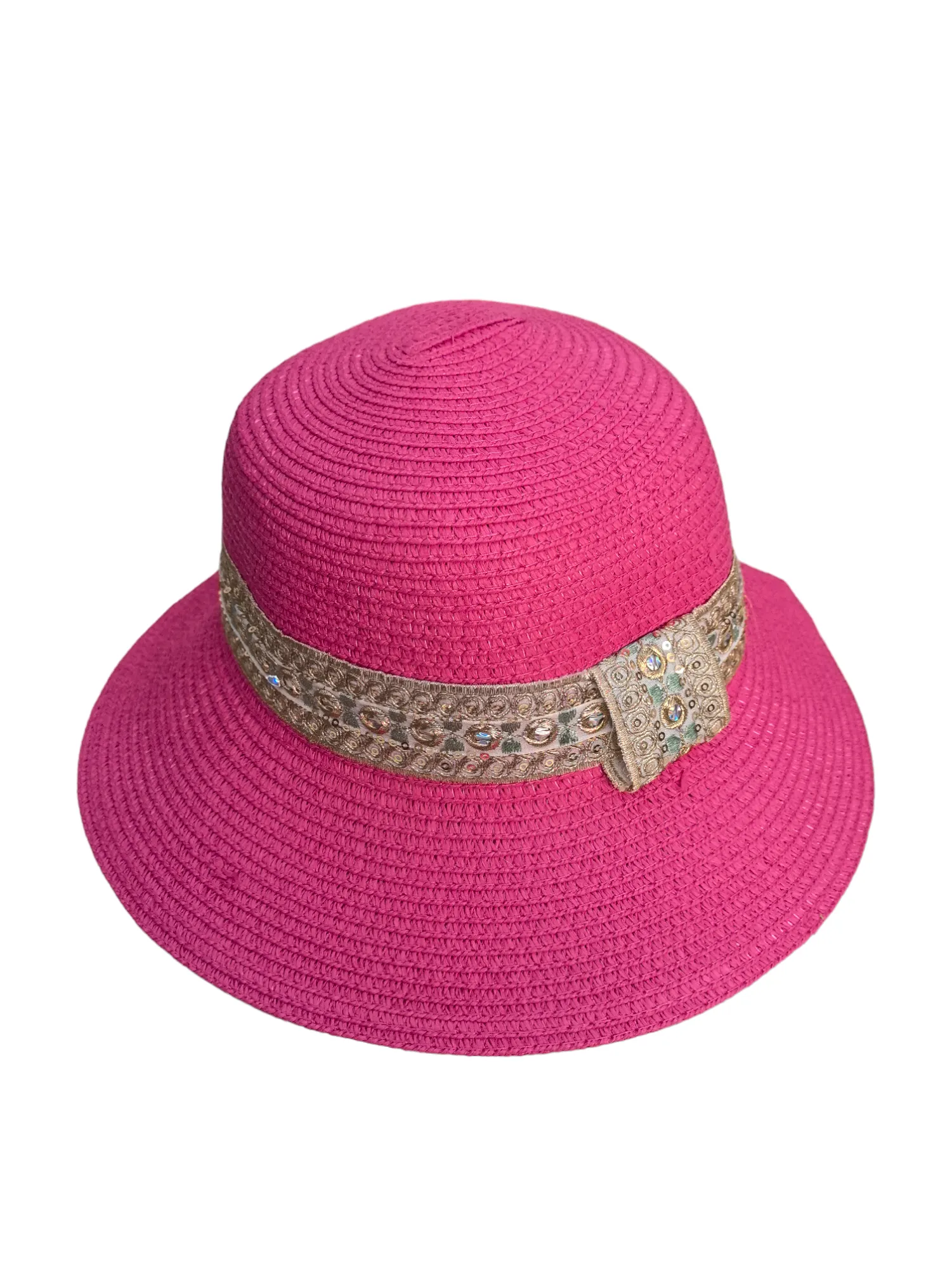 Chapeau de paille femme ruban Paillettes (x12)