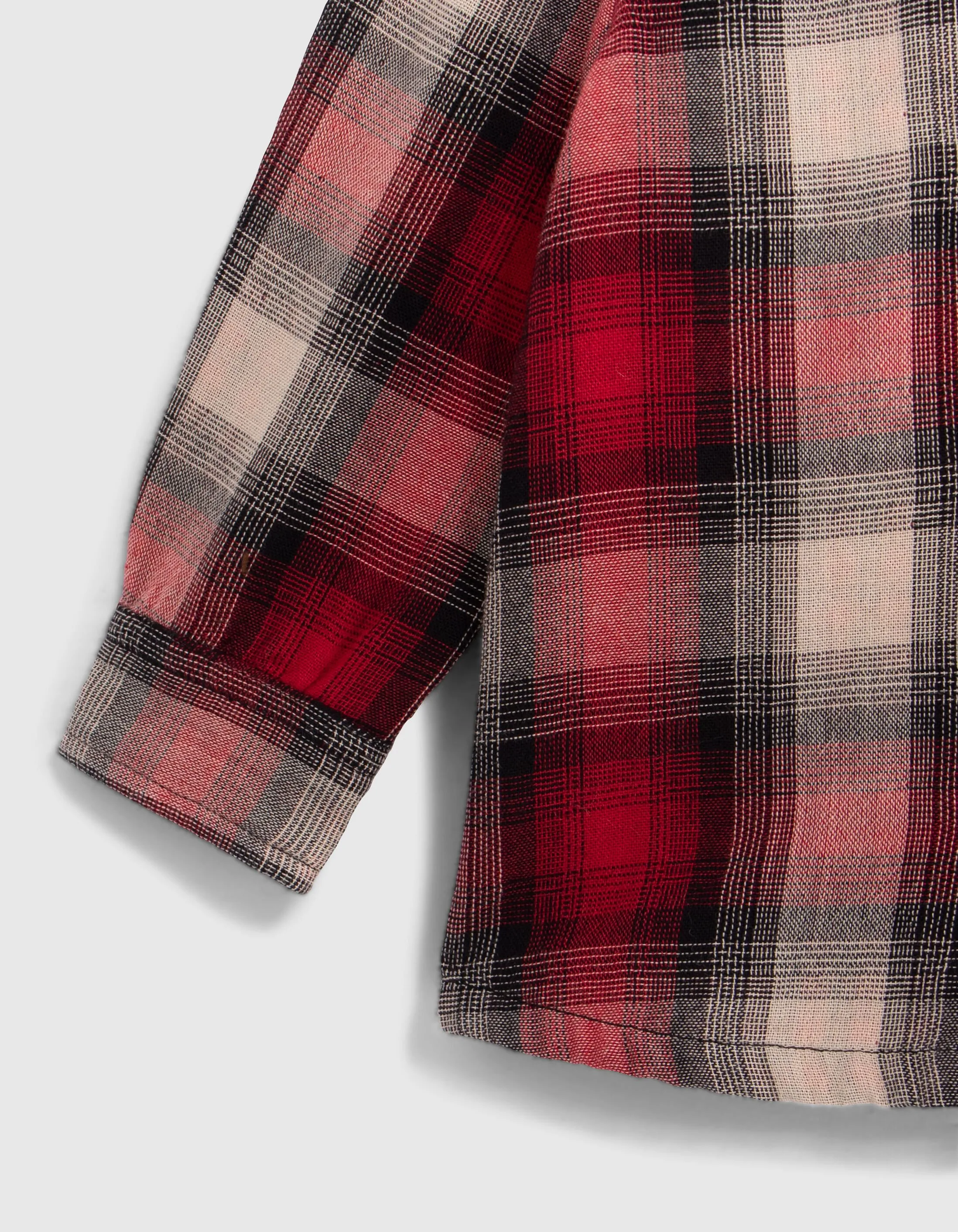Chemise bi-matière rouge motif carreaux bébé garçon