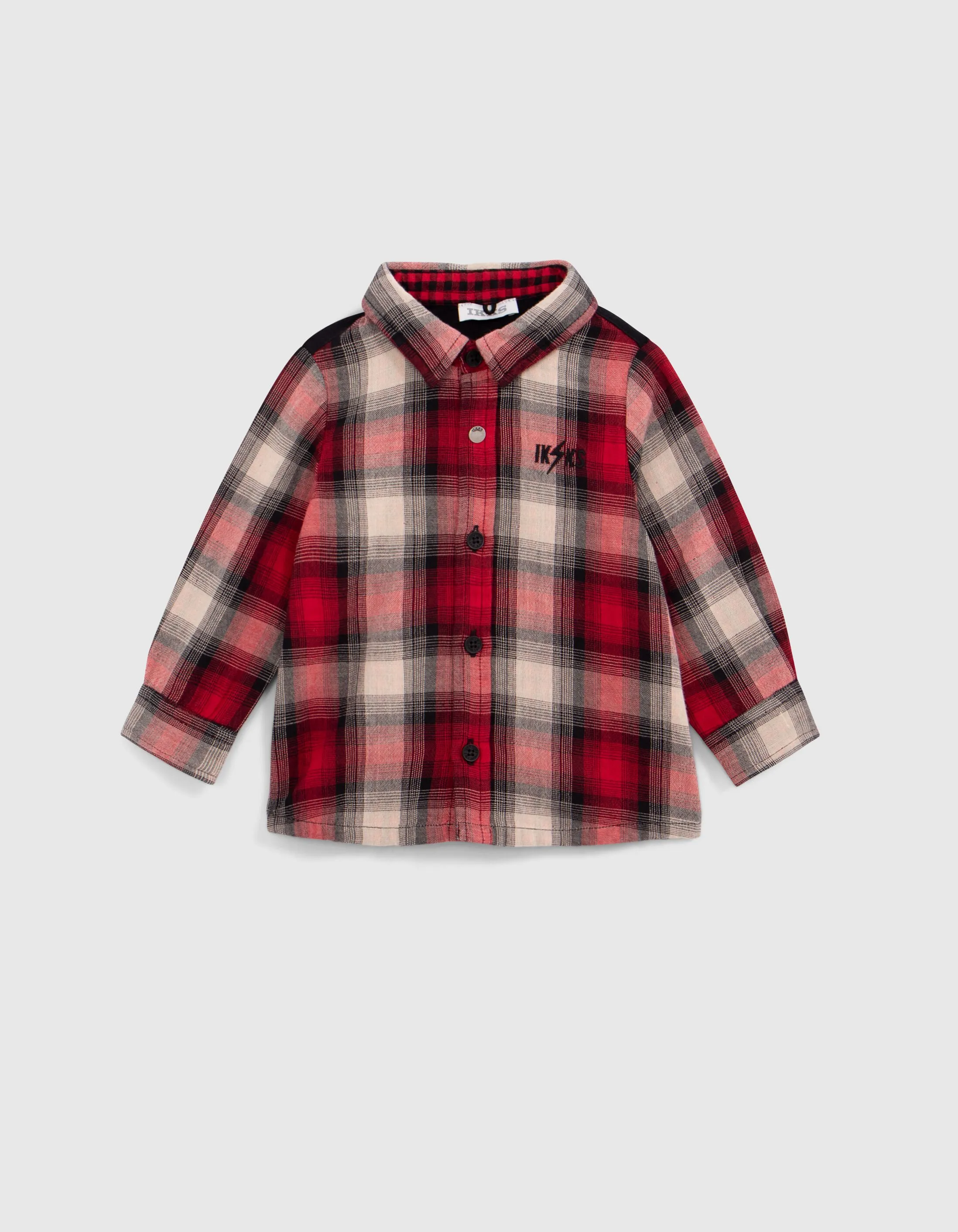 Chemise bi-matière rouge motif carreaux bébé garçon