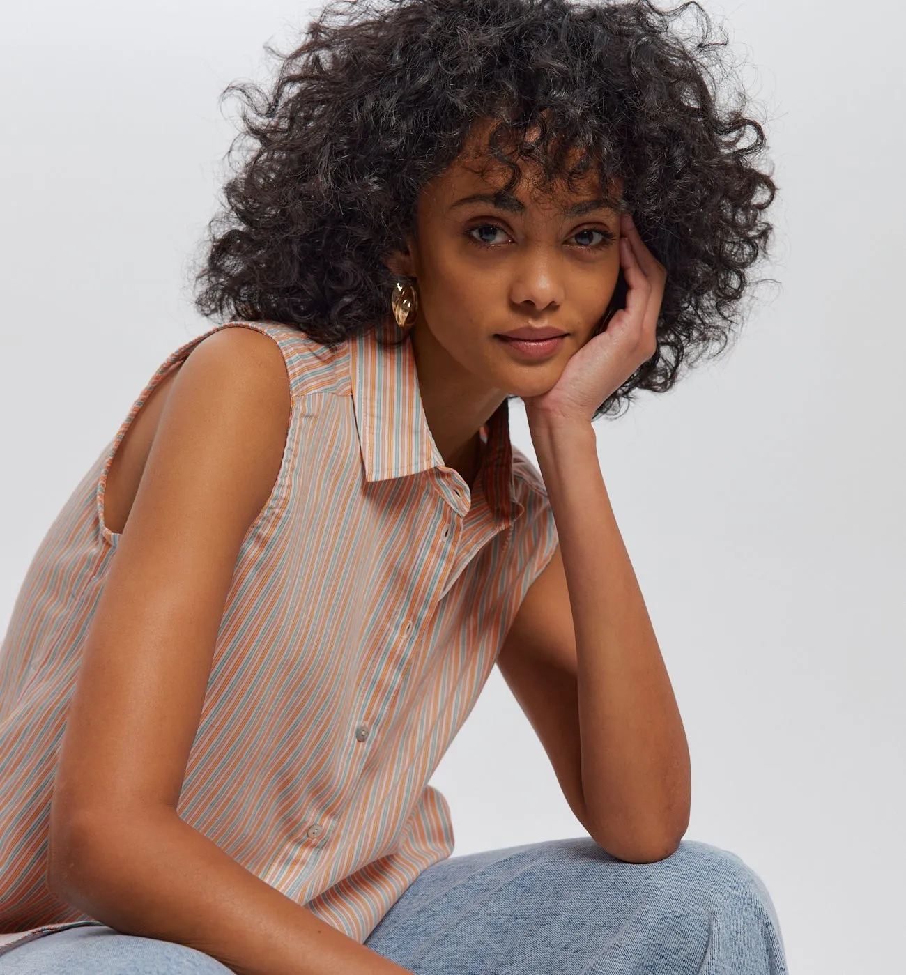 Chemise rayée sans manches - Rayures multicolores