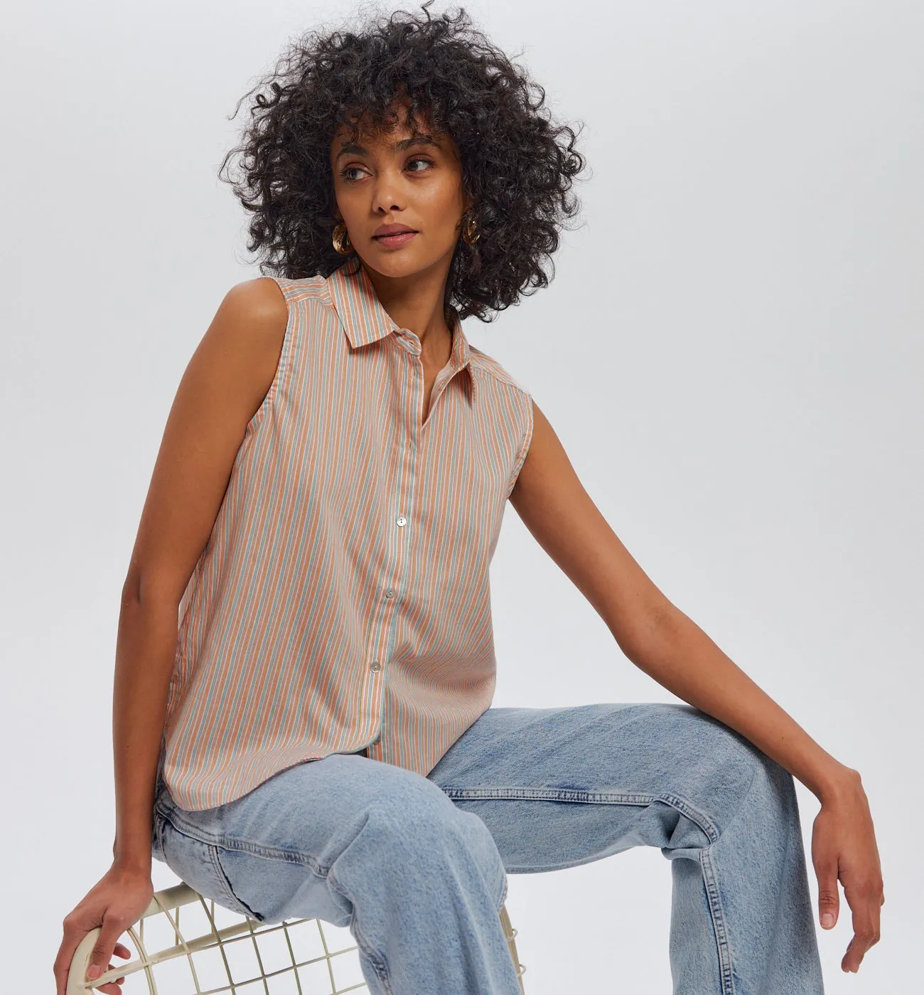 Chemise rayée sans manches - Rayures multicolores