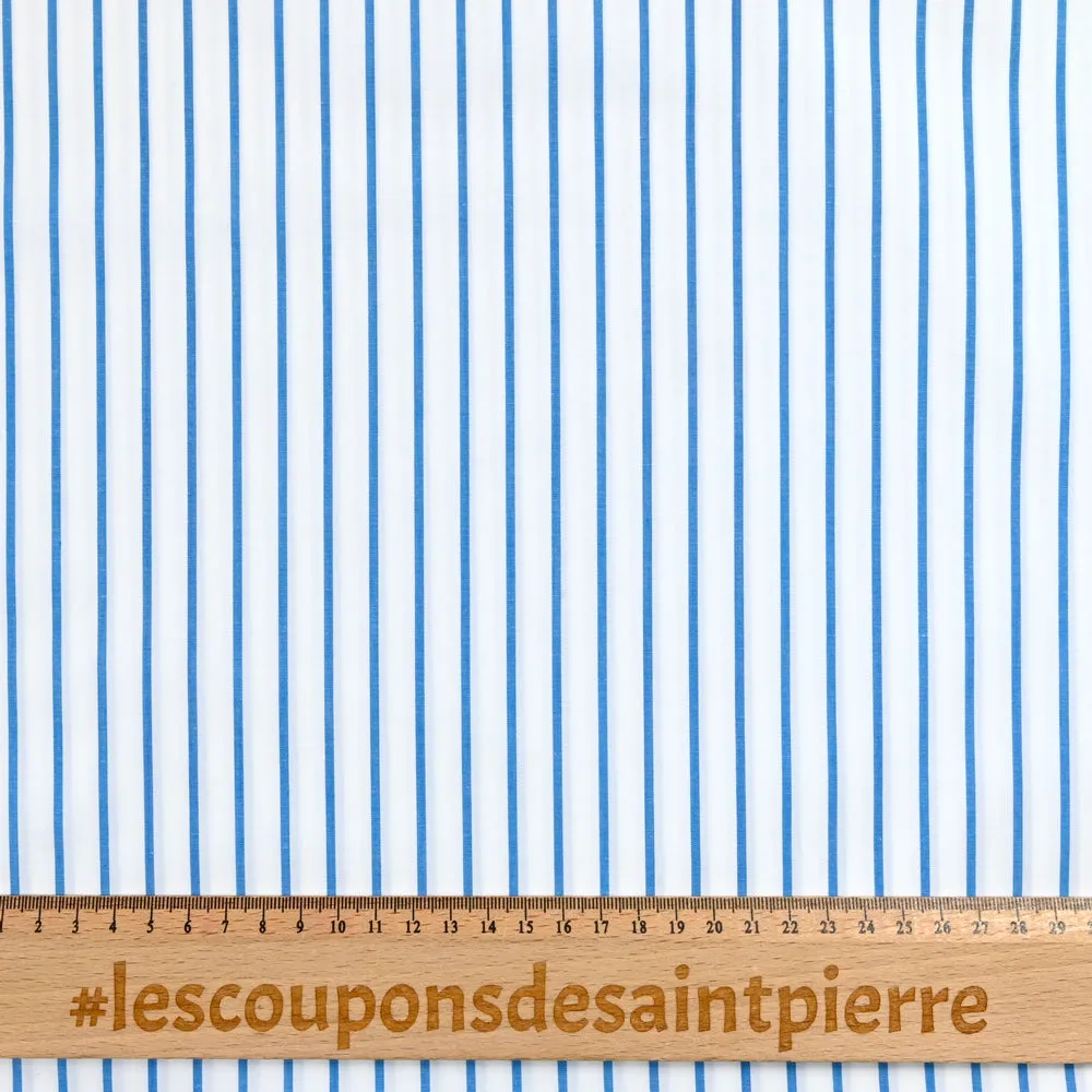 Coton rayé 1 cm bleu et blanc