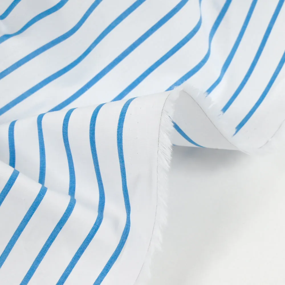 Coton rayé 1 cm bleu et blanc