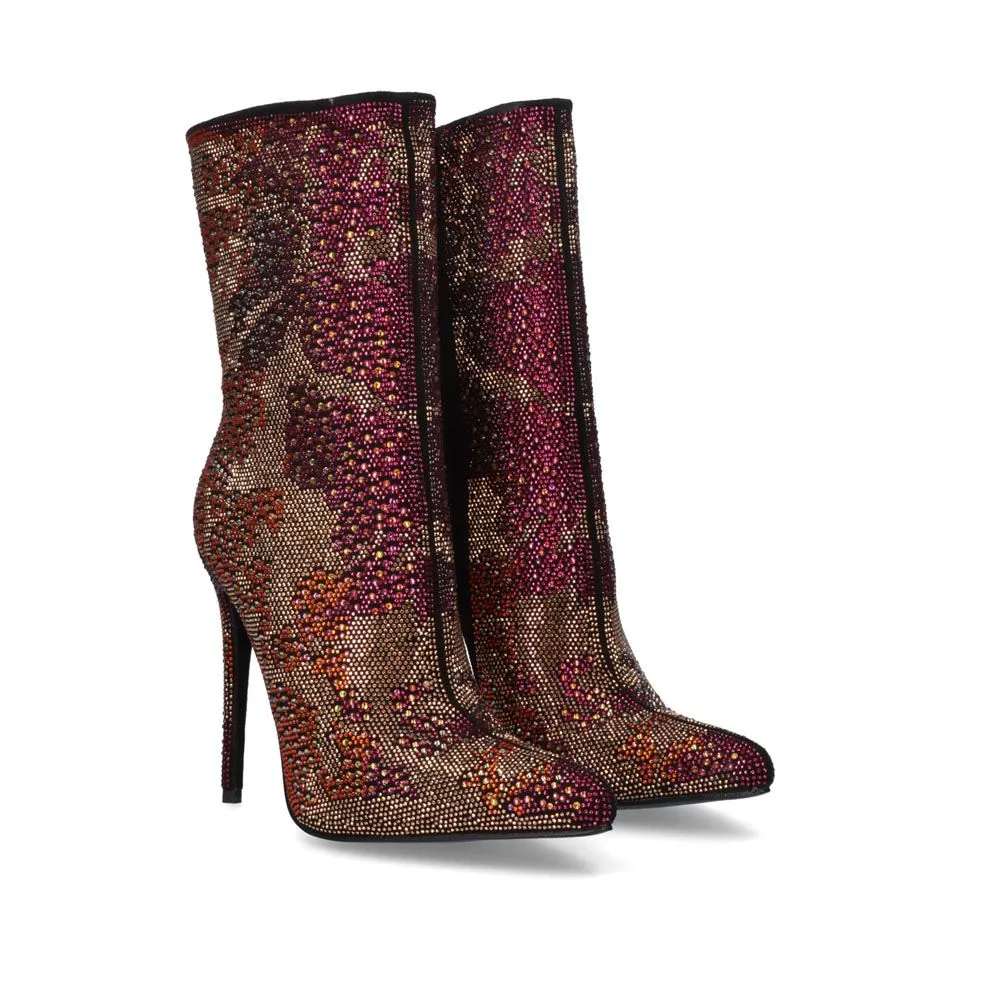 EXÉ HIGH HEEL CHEVILLE BOOTS PAILLETTES MULTICOLORES P113-F86H