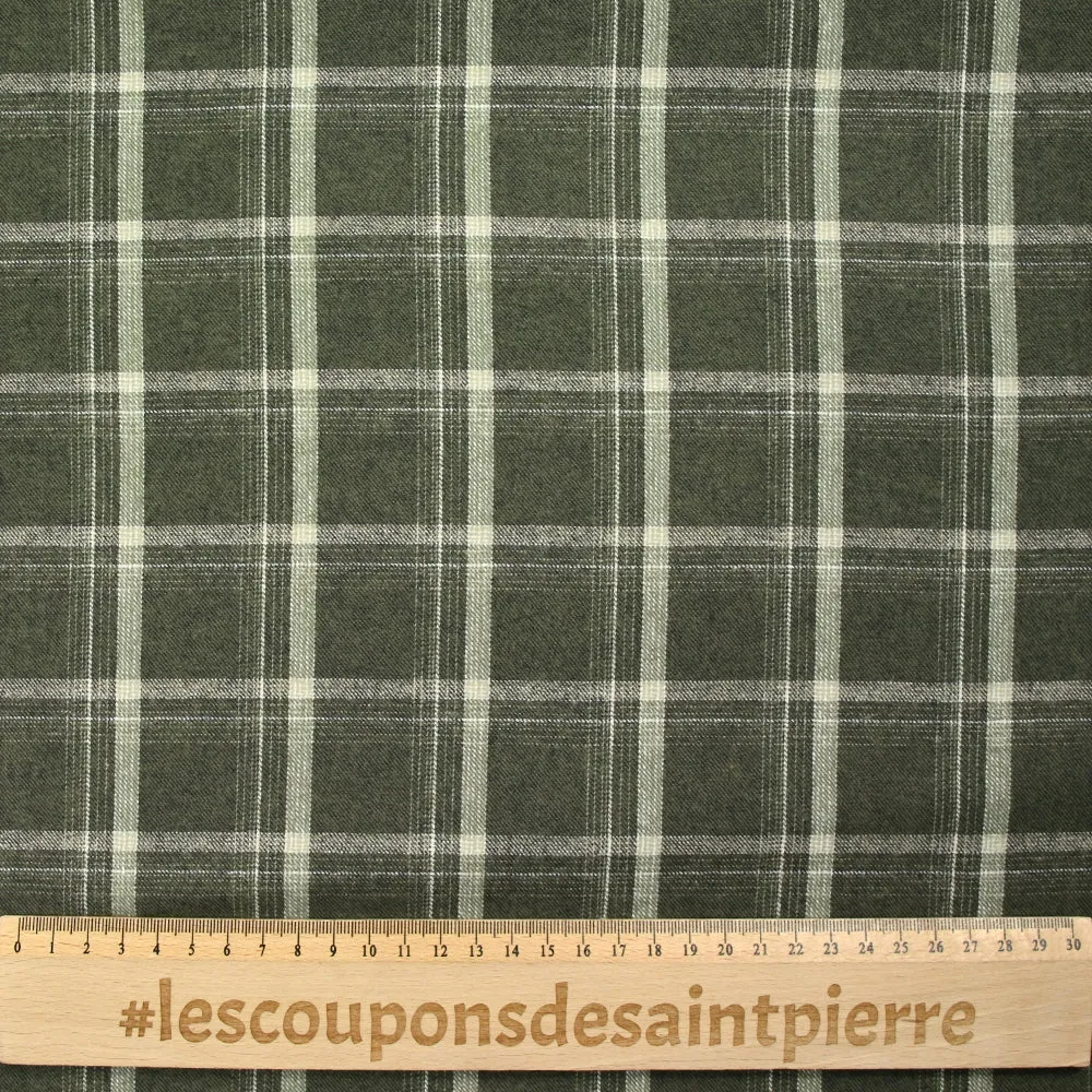 Flanelle de coton à carreaux Noah fond kaki