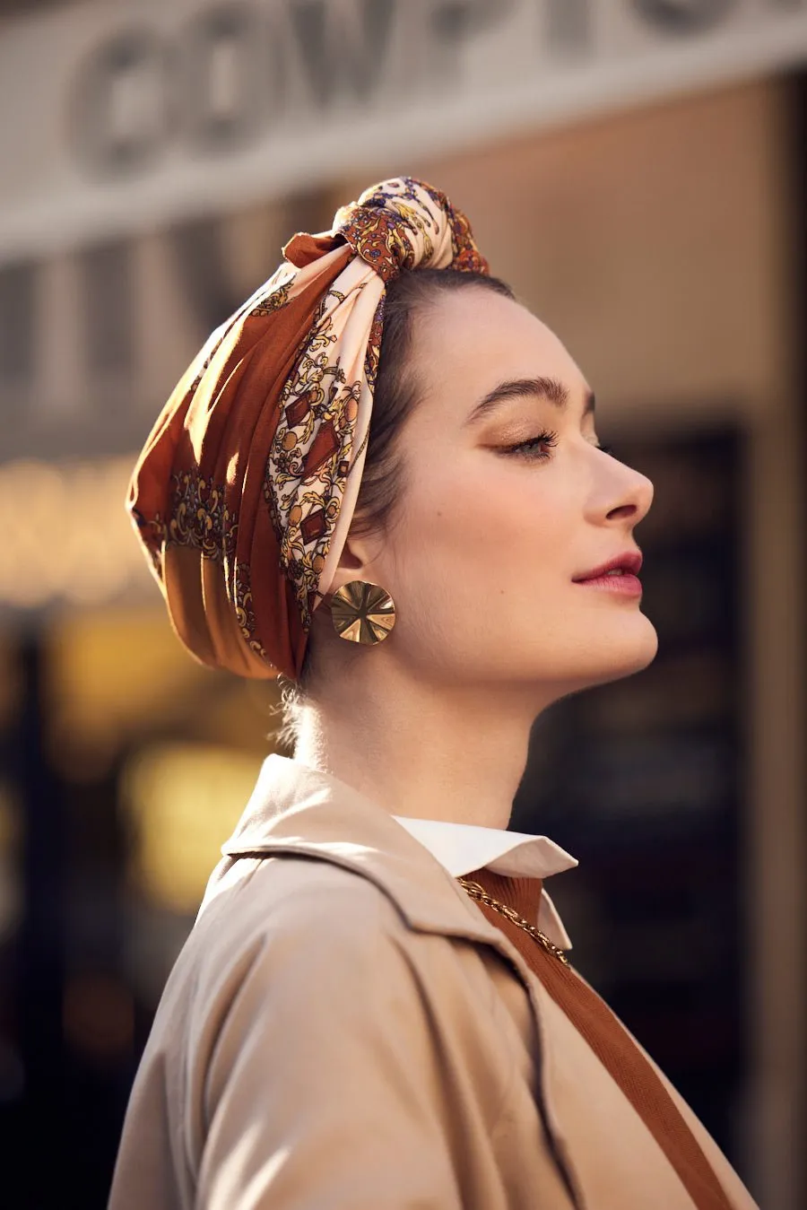 Foulard cheveux - Parisienne Jade Terracotta