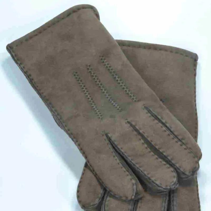 Gants cuir de mouton homme | Paire de gants marrons en cuir mouton