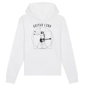 Guitar Hero - Homme de Vitruve avec Guitare de Léonard De Vinci - Sweatshirt à capuche Coton bio 100 % - Imprimé FR