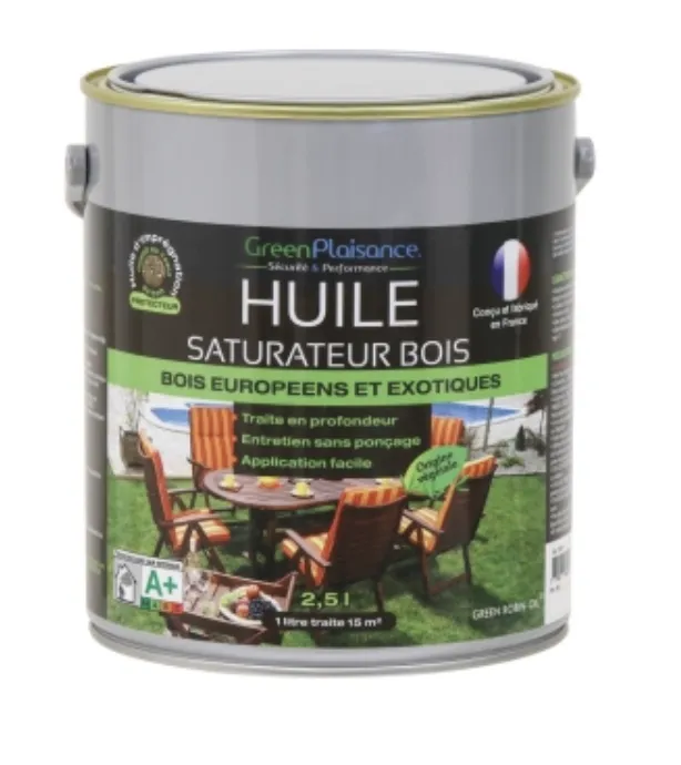 Huile saturateur GREEN PLAISANCE spéciale mobilier teck et bois 2,5L
