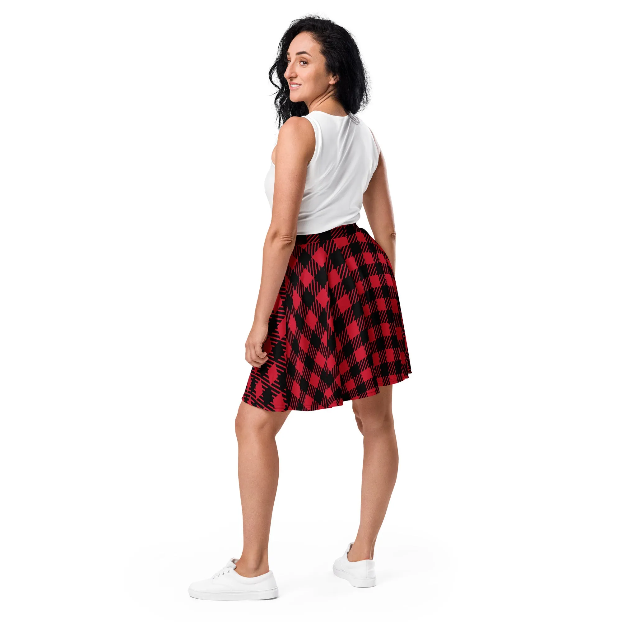 Jupe Patineuse Carreaux rouges et noirs