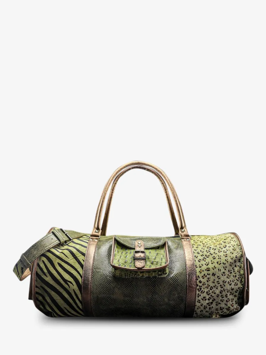 LEATHER TRAVEL BAG KHAKI,COPPER LeVoyageur XL Chimère - Khaki Copper