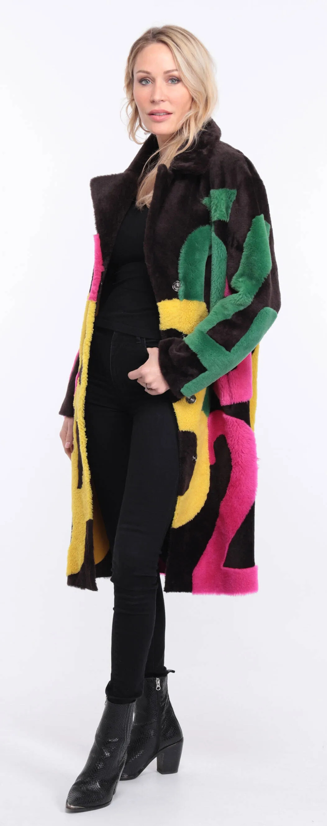 Manteau mouton multicouleur femme