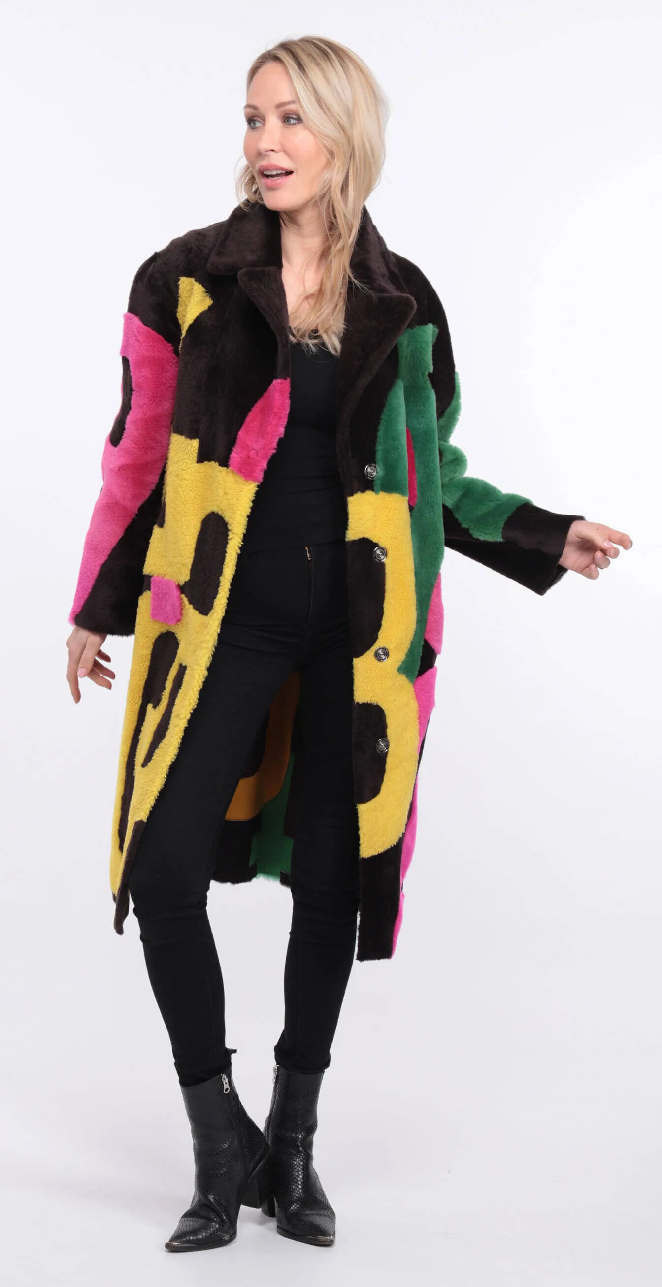 Manteau mouton multicouleur femme