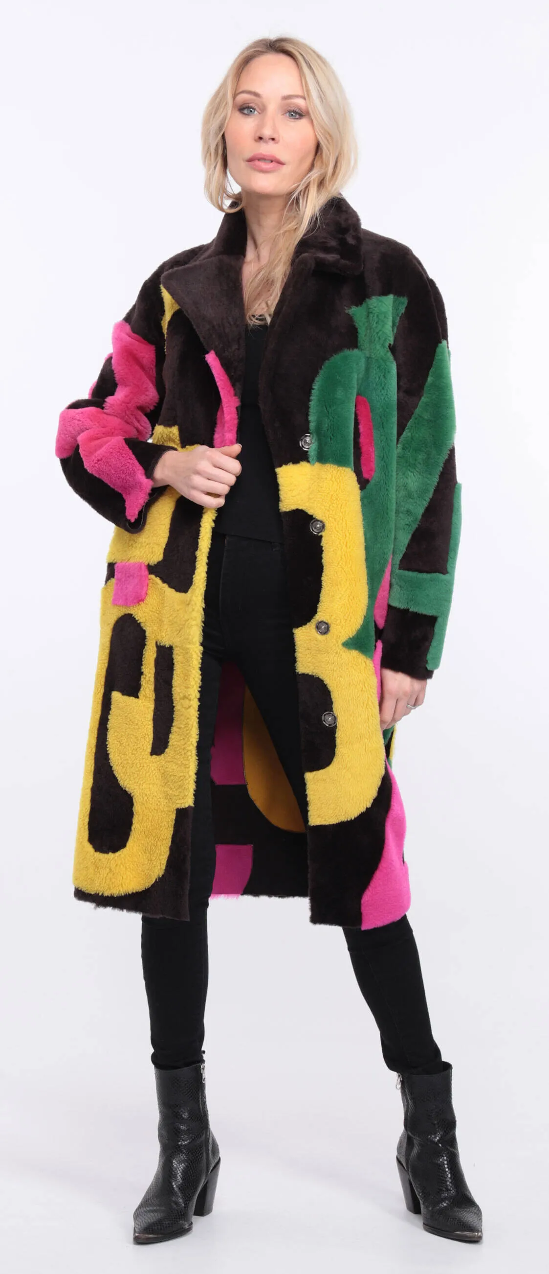 Manteau mouton multicouleur femme