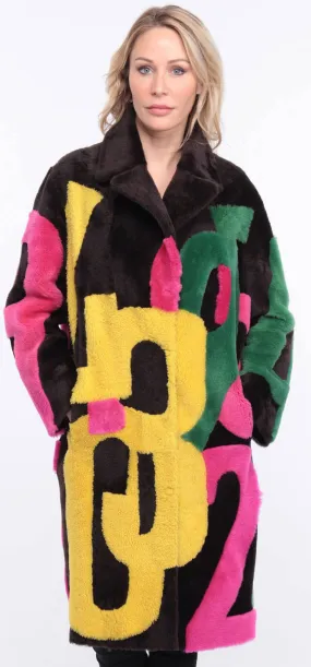 Manteau mouton multicouleur femme