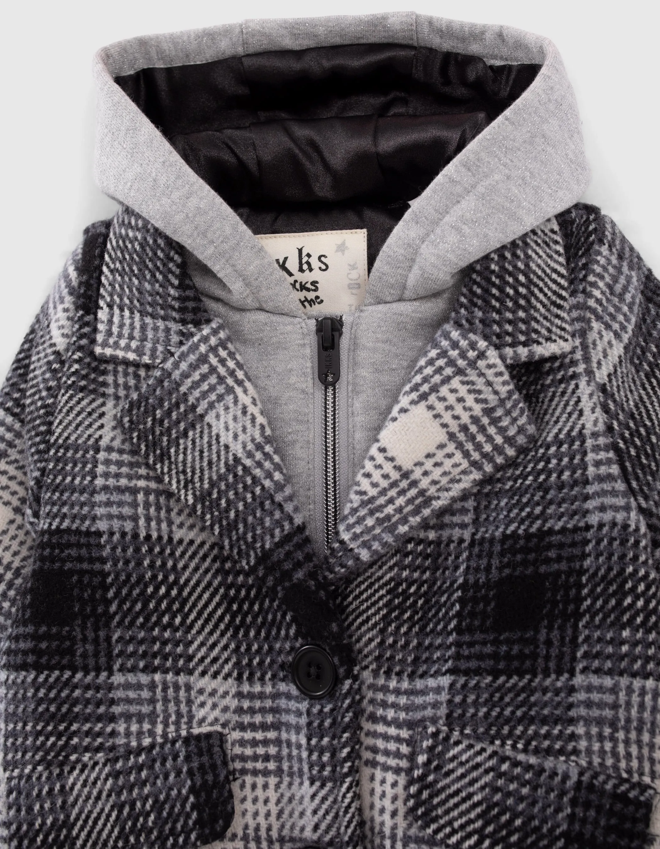 Manteau noir carreaux et parmenture molleton bébé fille