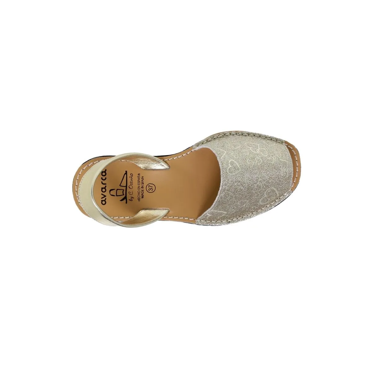 Minorquines plates en cuir coeurs - Doré