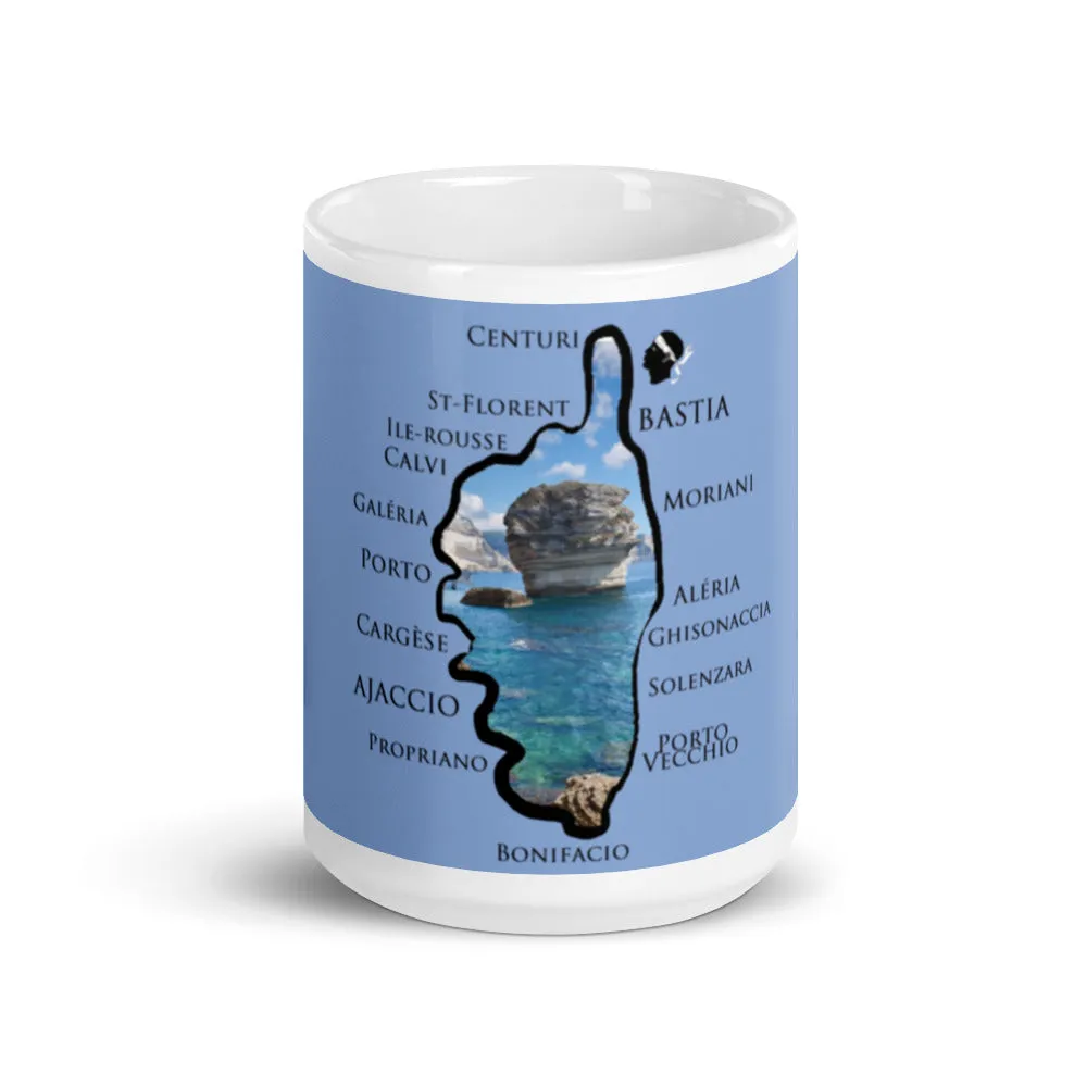 Mug Blanc Brillant Bonifacio Villes de Corse.