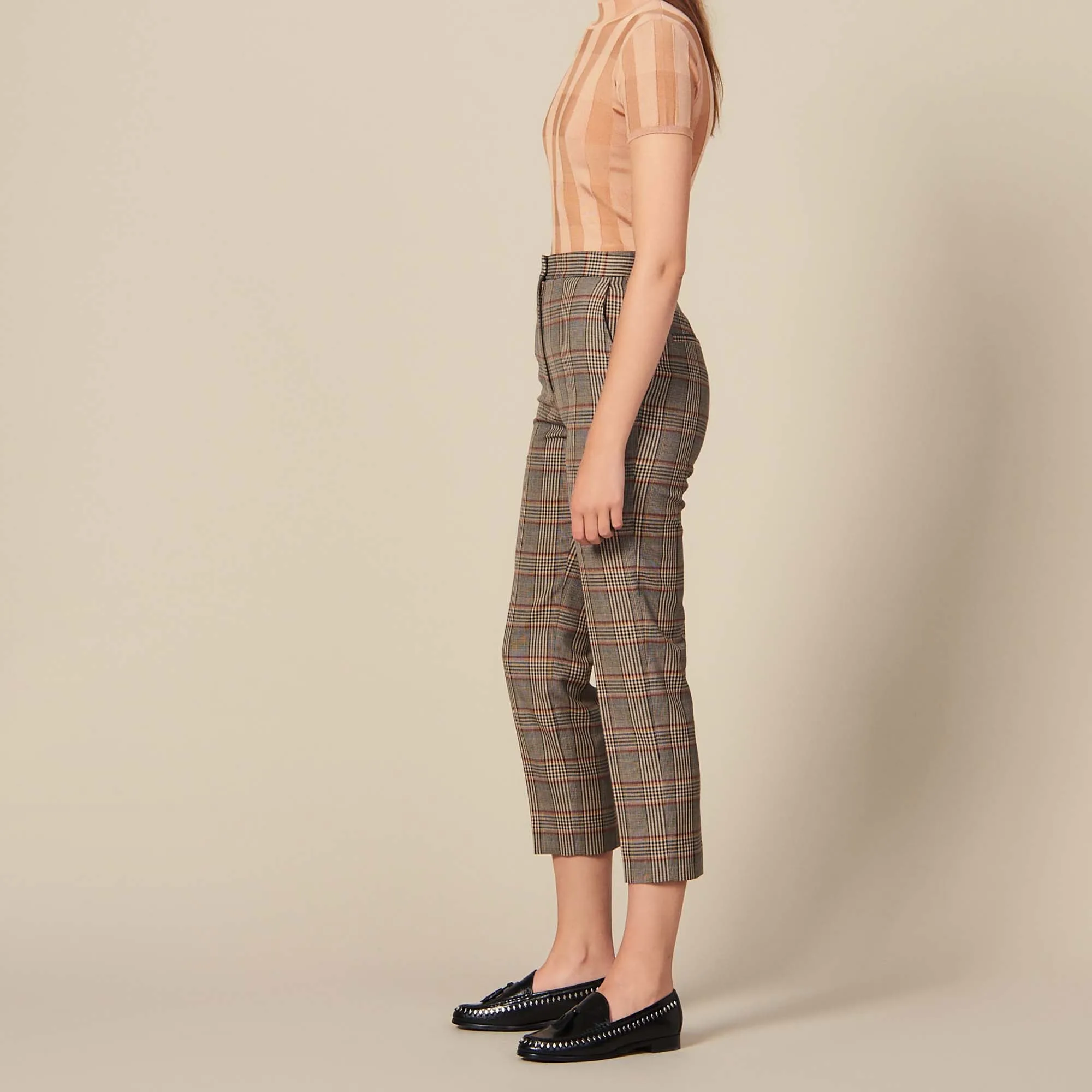 Pantalon droit à carreaux