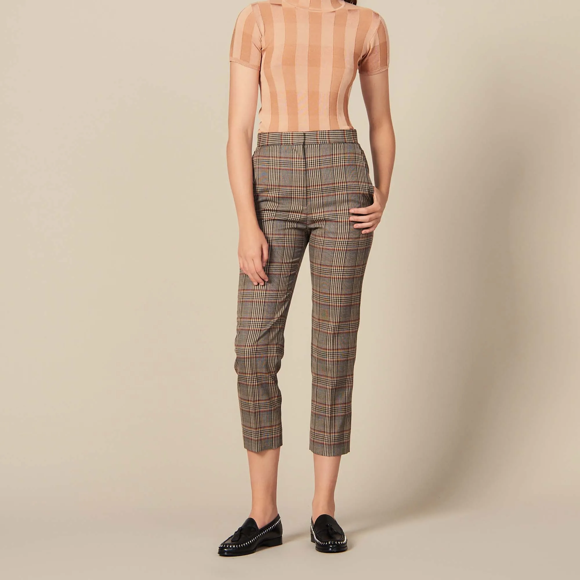 Pantalon droit à carreaux