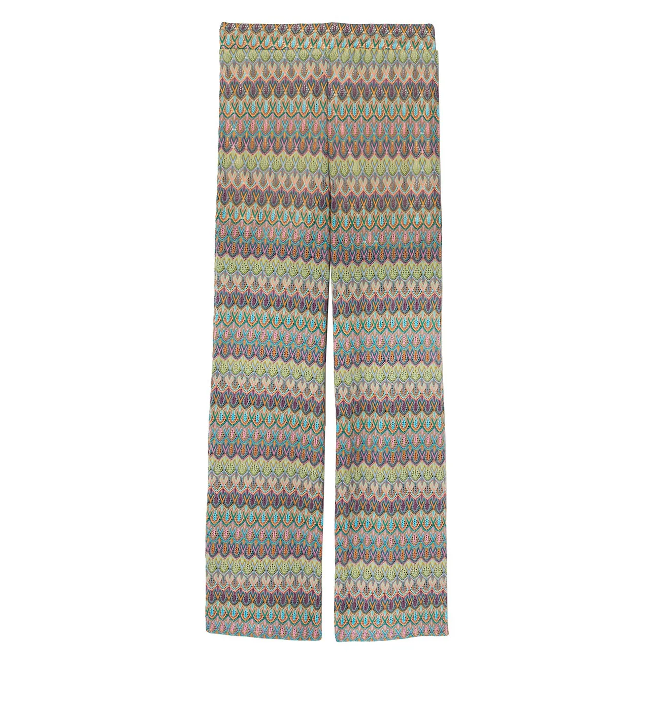 Pantalon en dentelle colorée - Rayures multicolores