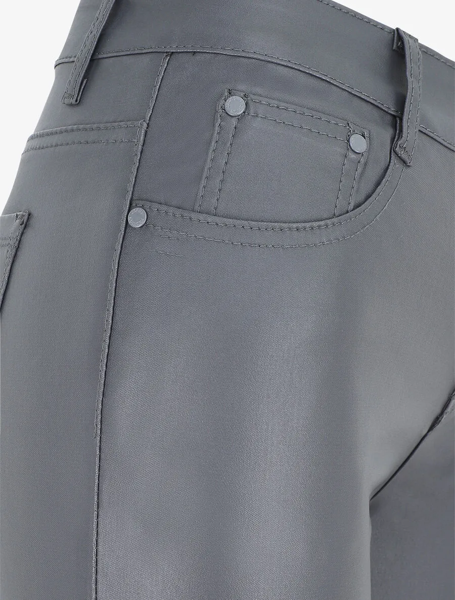 Pantalon en simili coupe skinny - Gris foncé