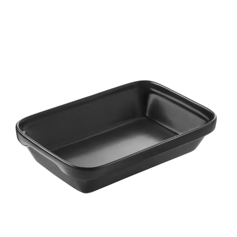 Plat à four rectangulaire 19x13cm en céramique noire Les Essentiels