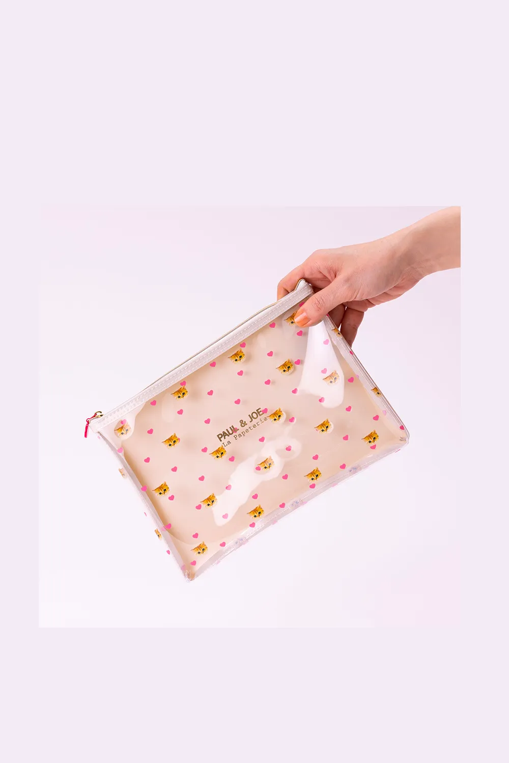 Pochette plate transparente motifs coeurs et Nounette