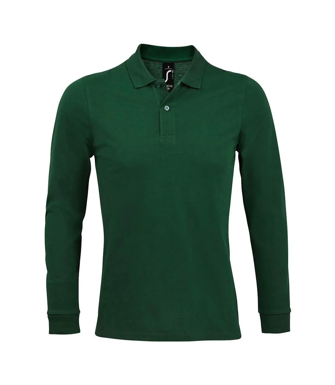 Polo manches longues perfect homme vert bouteille SOLS