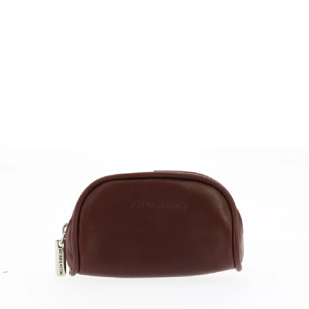 Porte-monnaie demi-lune en cuir huilé Rose