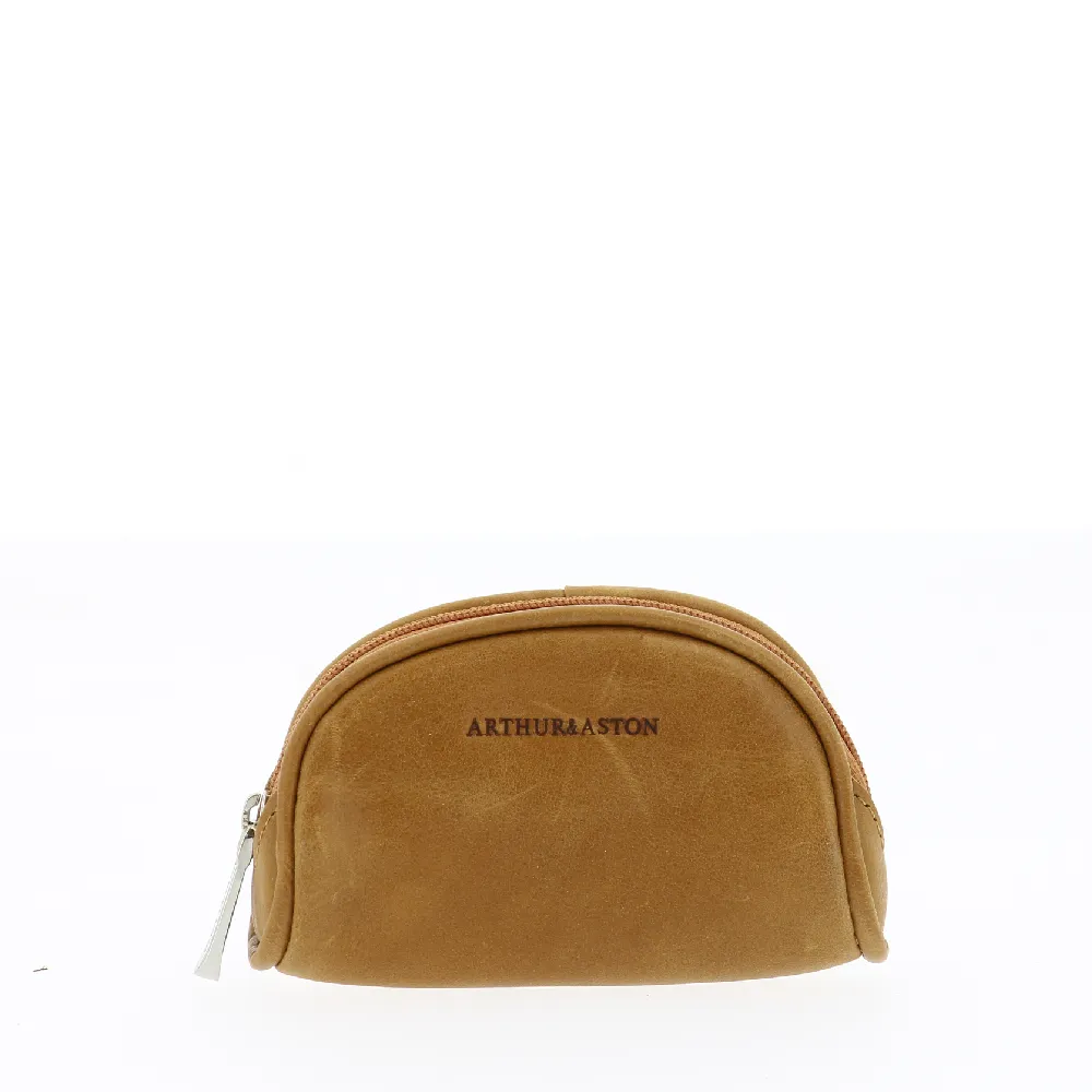 Porte-monnaie demi-lune en cuir huilé Rose