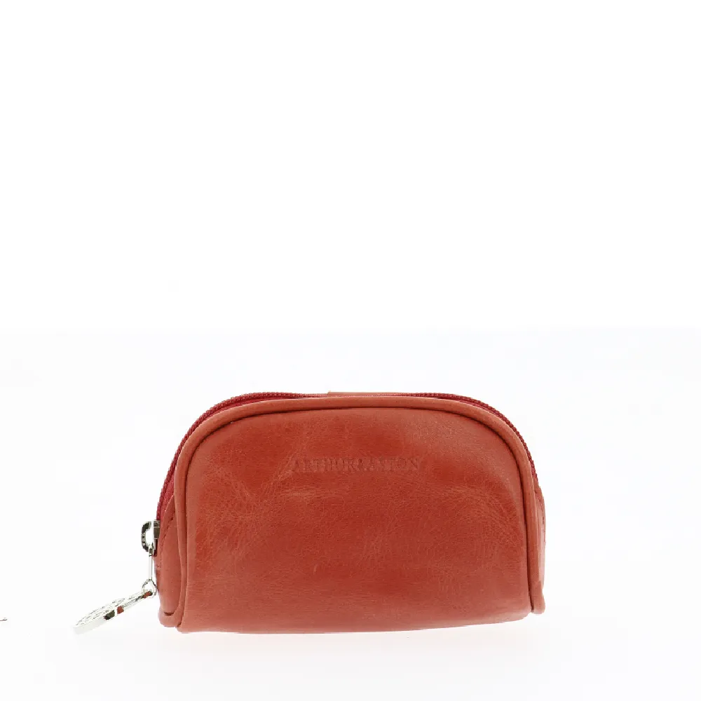 Porte-monnaie demi-lune en cuir huilé Rose