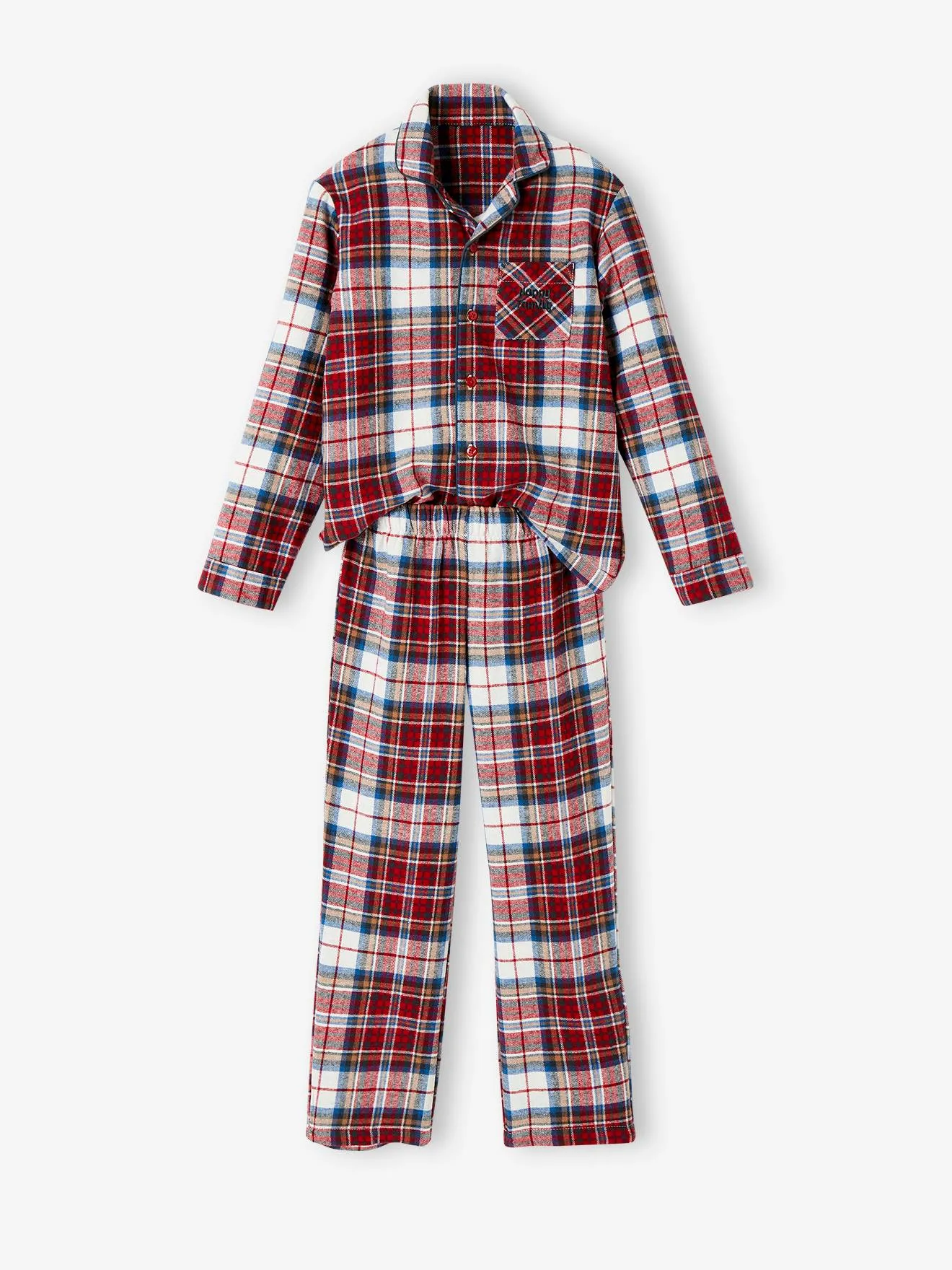 Pyjama enfant en flanelle collection capsule "Happy Family" carreaux rouge - Vertbaudet