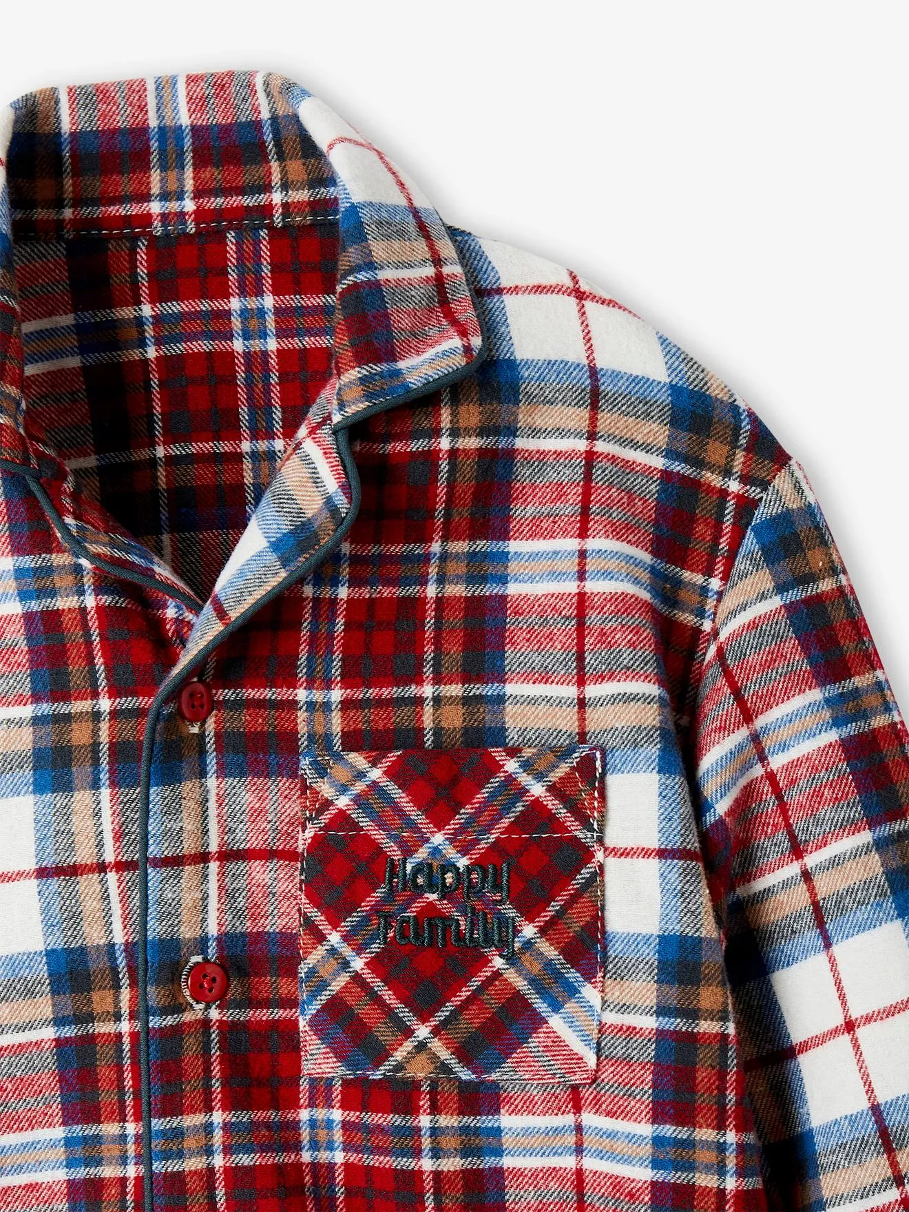 Pyjama enfant en flanelle collection capsule "Happy Family" carreaux rouge - Vertbaudet