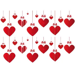 Sticker coeurs suspendus 2 frises 96 x 34 cm